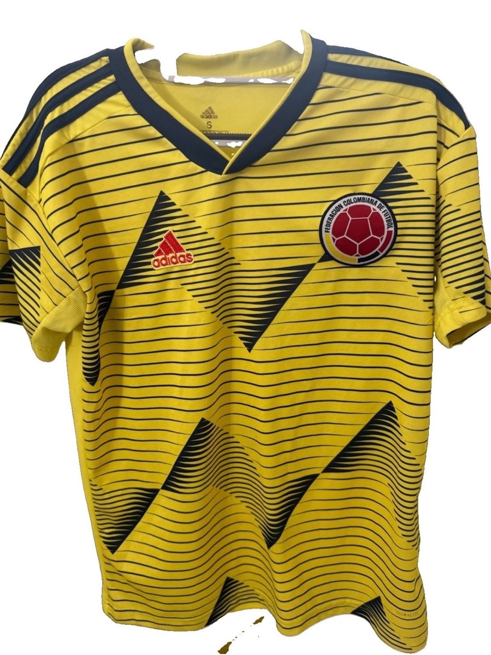 Adidas Yellow Colombia Soccer Jersey with Black Accents size Small